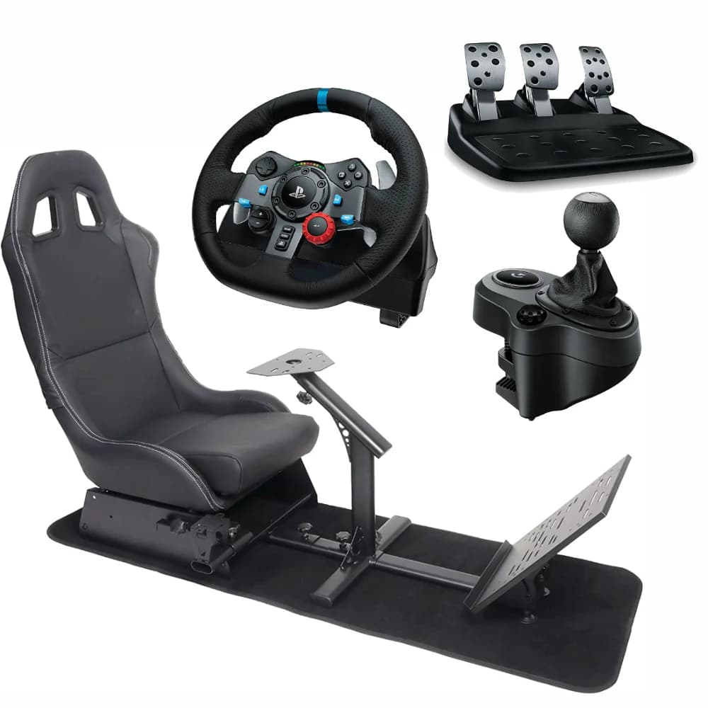 Logitech G29 + Shifter + Racing Simulator Seat Racing Bundle | PS3-PS4-PS5-PC