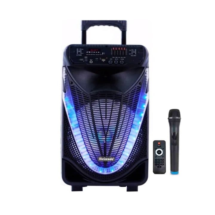 Meirende 15" Trolley Wireless RGB Karaoke Speaker + 2 Mics