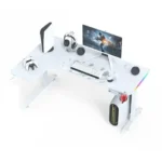 Corner 160cm Electric Adjustable Height Gaming Desk | B-W - White