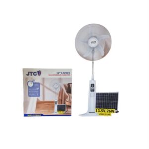 JTC 18" Rechargeable Fan + Solar Panel & Remote Control